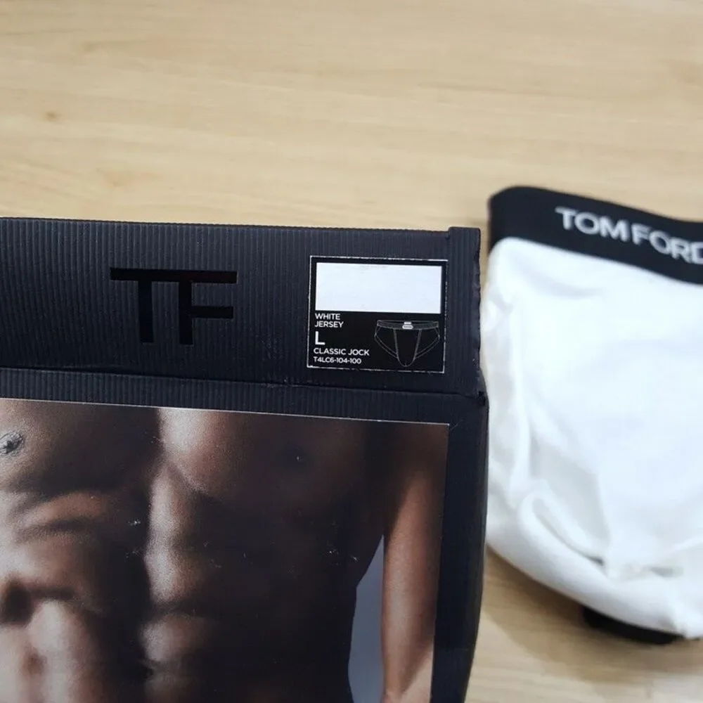 TOM FORD Jock Strap Mens Large White Cotton Blend Classic Logo Jockstrap